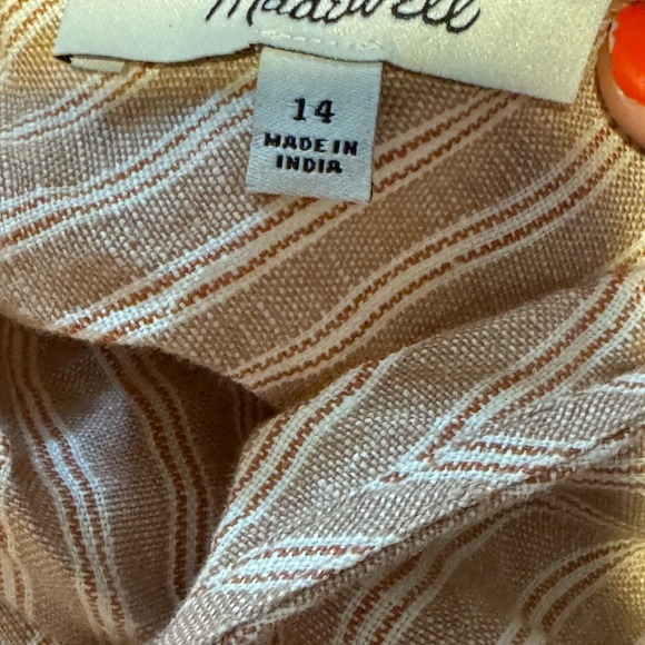 Madewell Beige & White Striped 100% Linen Open Tie Back Tank Top Size 14 - Picture 8 of 9